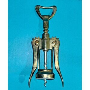 Vintage Italian Winged Double Lever Corkscrew Italy Heavy Metal Wine Opener